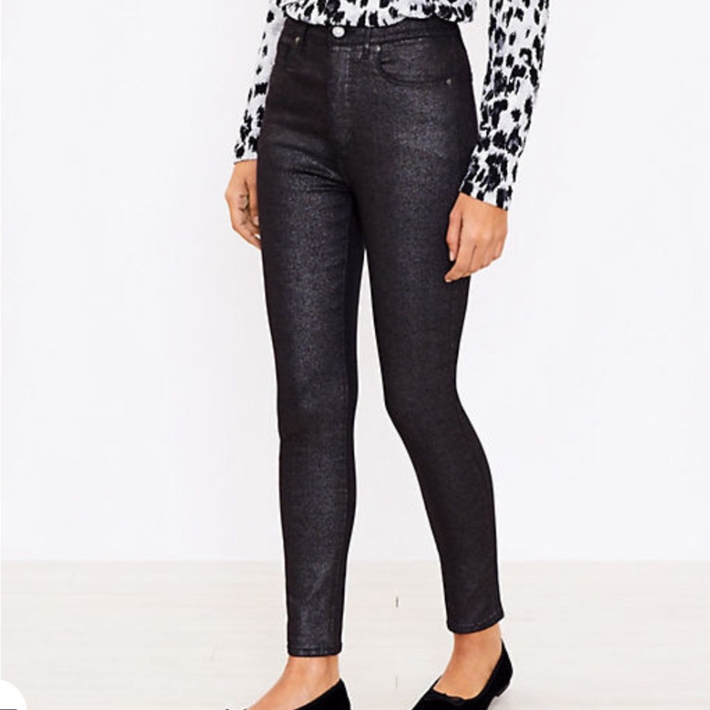 Loft Petite Shimmer High Rise Skinny Jeans size 31/12